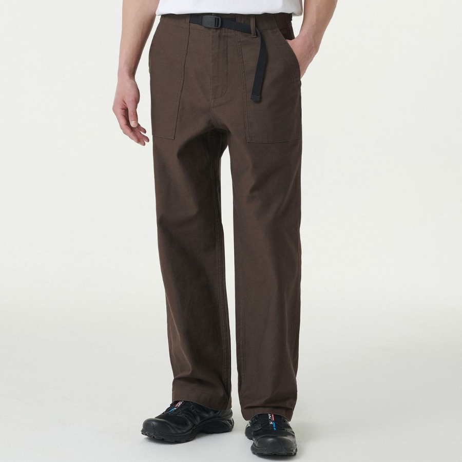 Back Satin Wide Belted Fatigue Pants [Brown]