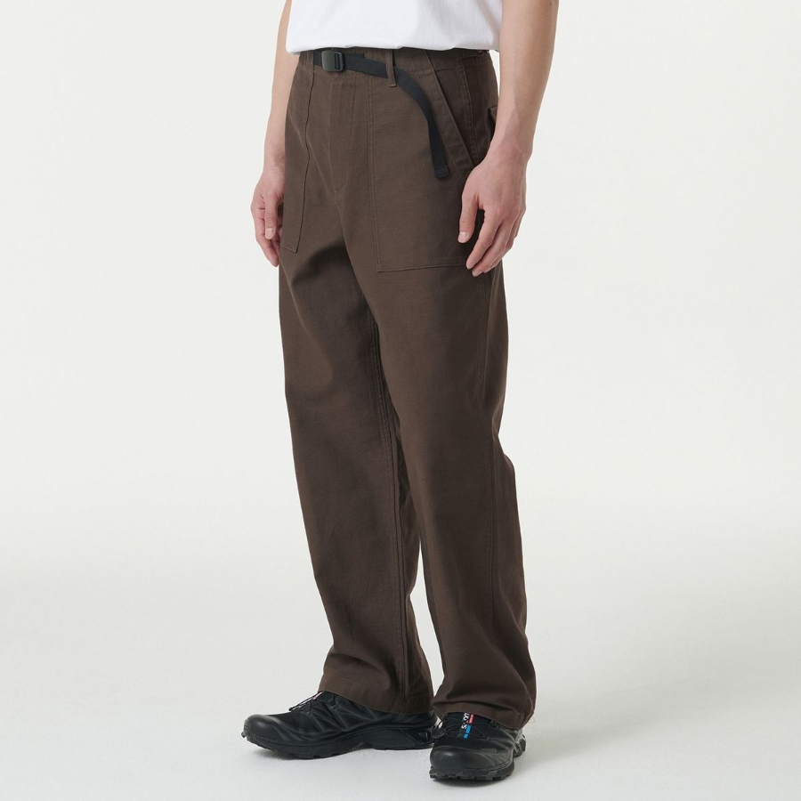 Back Satin Wide Belted Fatigue Pants [Brown]