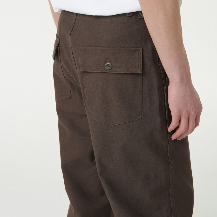 Back Satin Wide Belted Fatigue Pants [Brown]