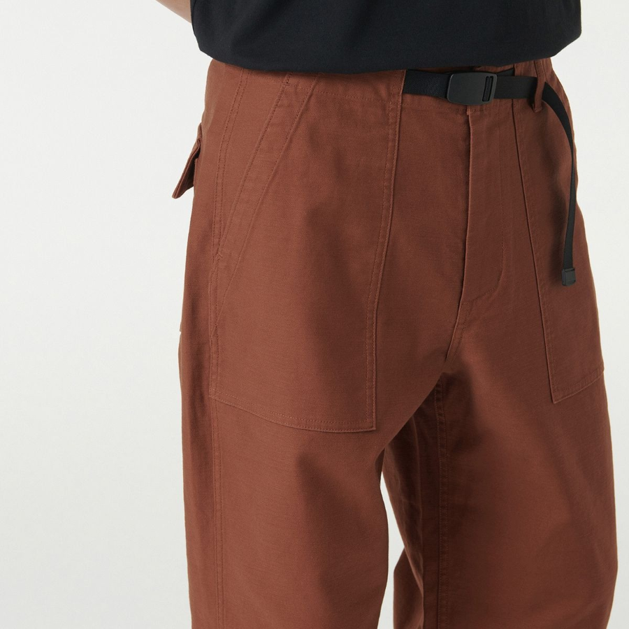 Back Satin Wide Belted Fatigue Pants [Brick Red]
