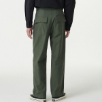 Back Satin Wide Belted Fatigue Pants [Khaki]