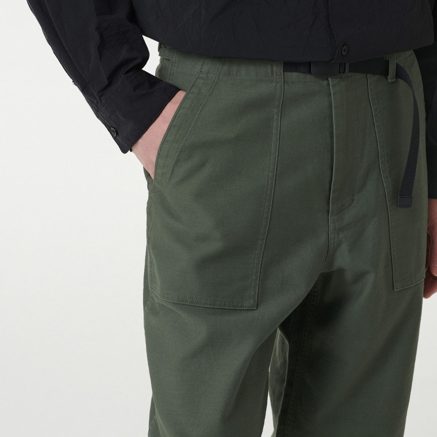 Back Satin Wide Belted Fatigue Pants [Khaki]