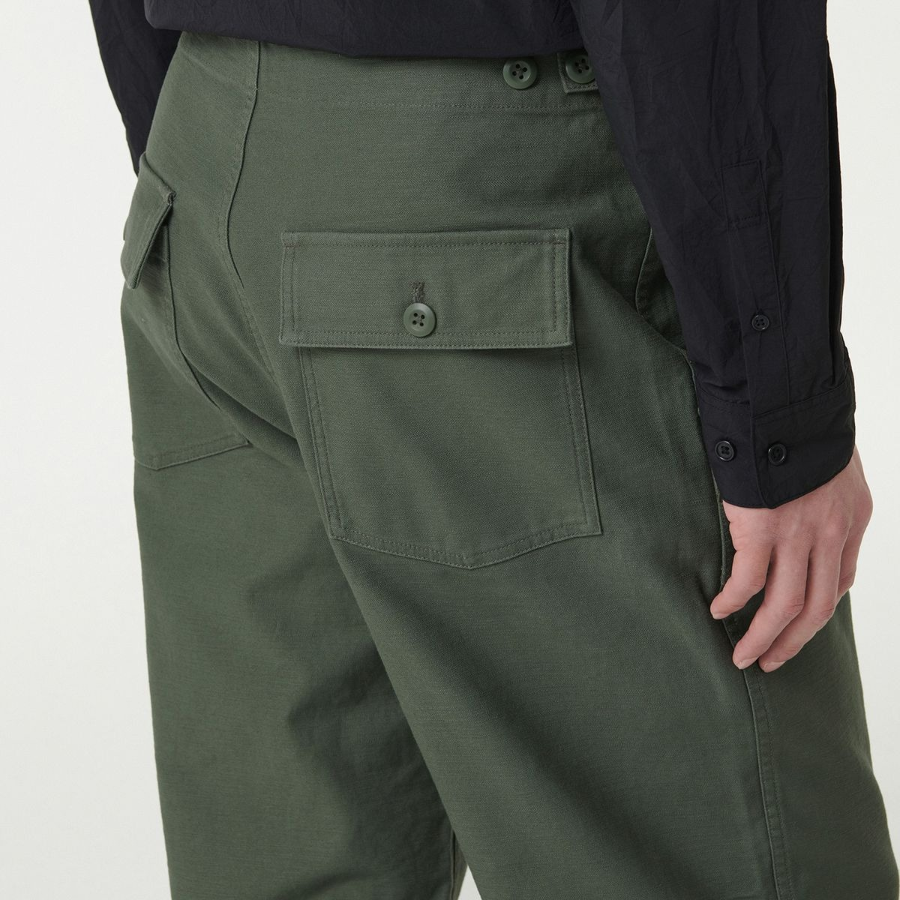Back Satin Wide Belted Fatigue Pants [Khaki]