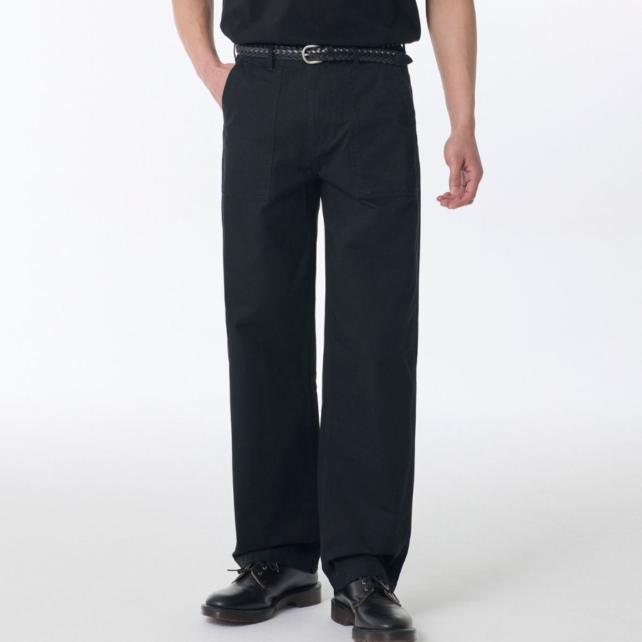 Cotton Herringbone Replica Fatigue Pants [Black]