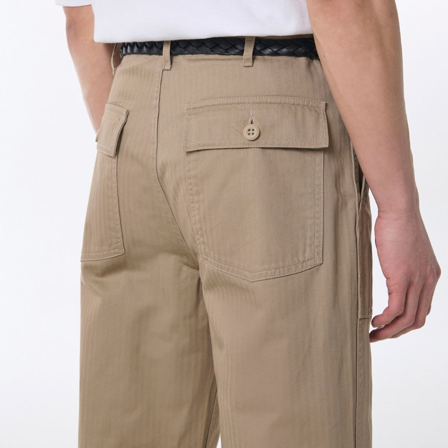 Cotton Herringbone Replica Fatigue Pants [Beige]