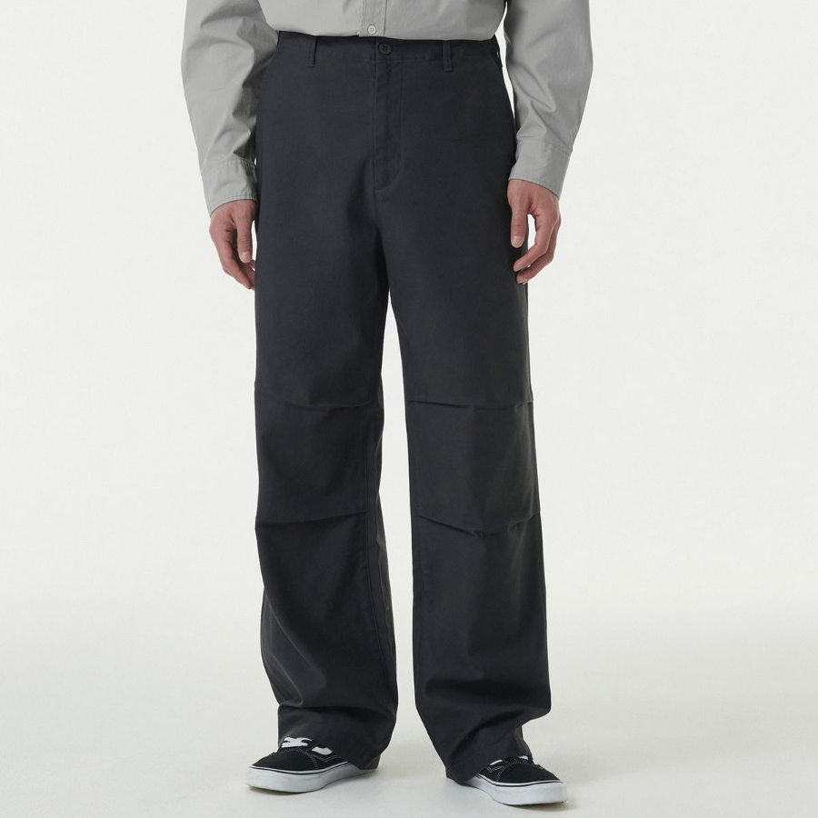 Back Satin Parachute Pants [Dark Gray]