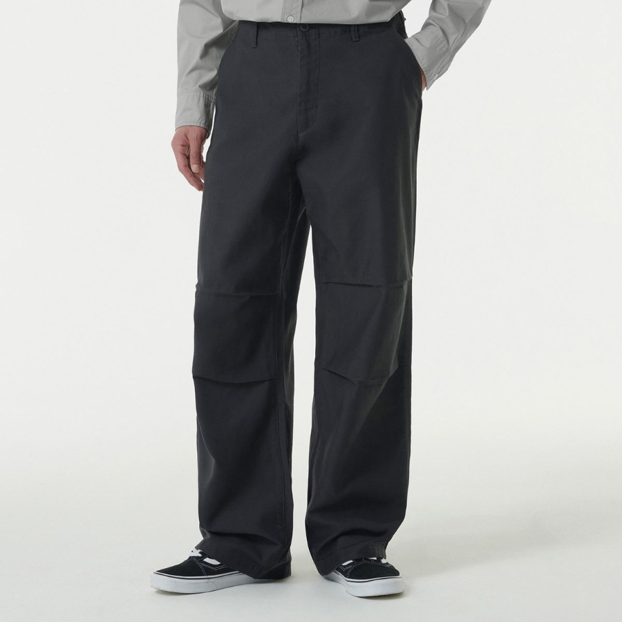 Back Satin Parachute Pants [Dark Gray]