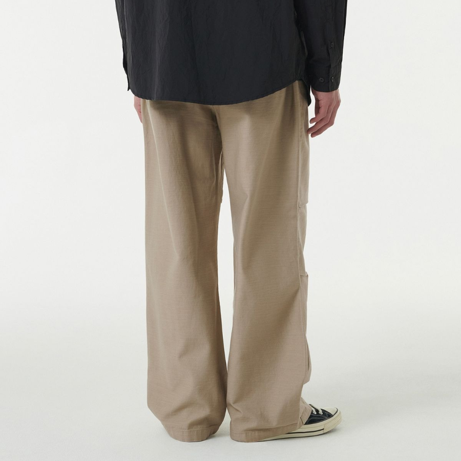 Back Satin Parachute Pants [Beige]