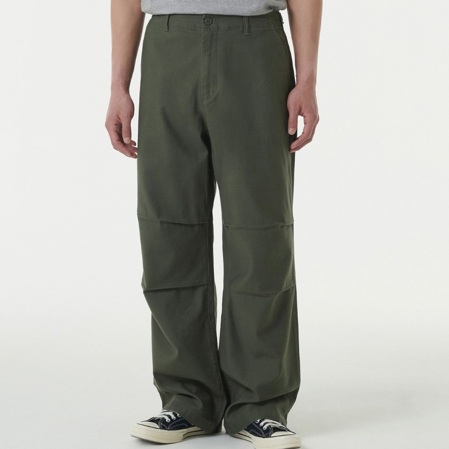 Back Satin Parachute Pants [Khaki]