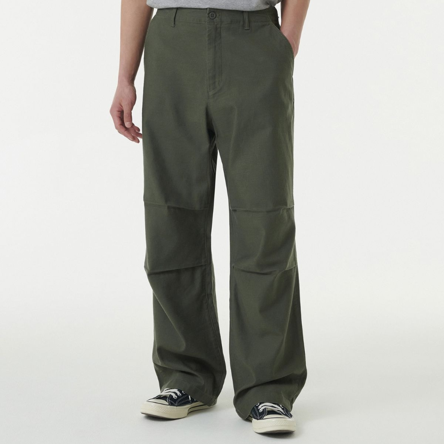 Back Satin Parachute Pants [Khaki]