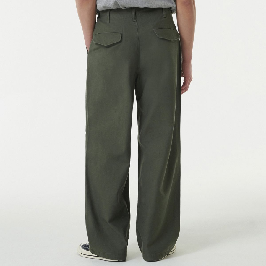 Back Satin Parachute Pants [Khaki]