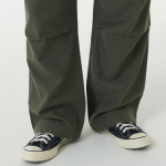Back Satin Parachute Pants [Khaki]