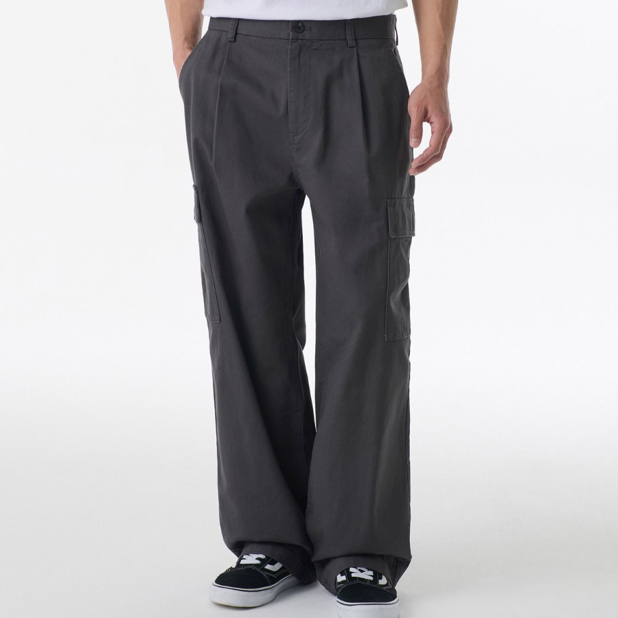 One Tuck Wide Cargo Pants [Dark Gray]