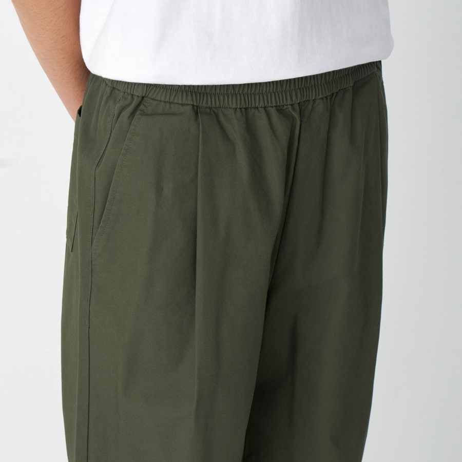 Cotton Loose Tapered Banding Pants [Khaki]