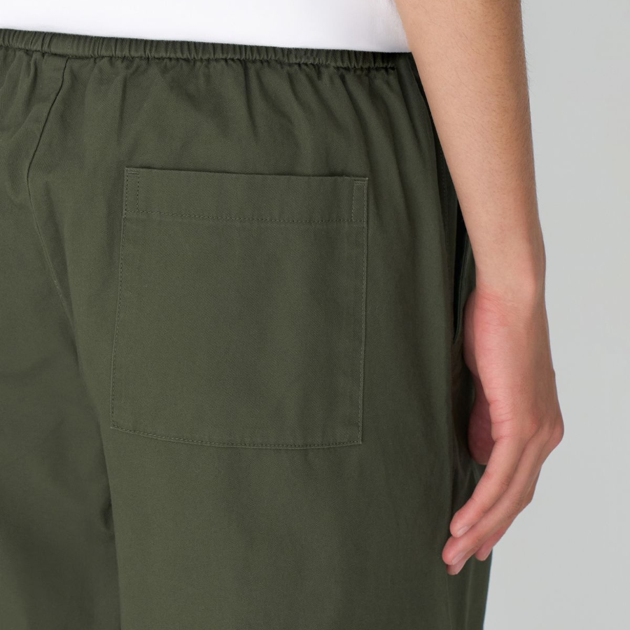 Cotton Loose Tapered Banding Pants [Khaki]