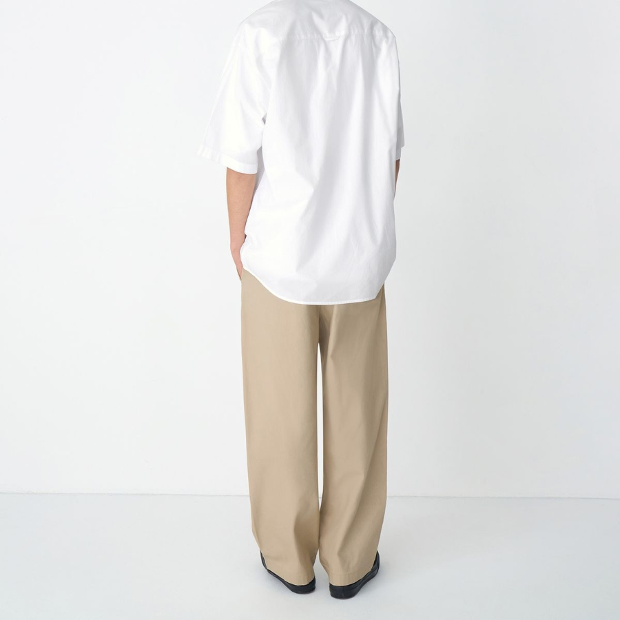 Cotton Loose Tapered Banding Pants [Beige]