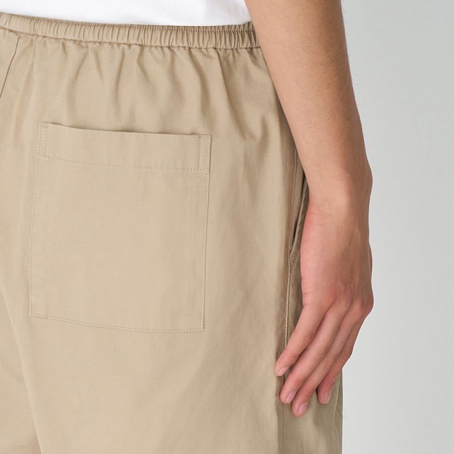 Cotton Loose Tapered Banding Pants [Beige]