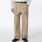 Back Satin Bellows Pocket Fatigue Pants [Beige]