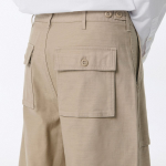 Back Satin Bellows Pocket Fatigue Pants [Beige]