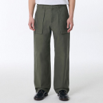 Back Satin Bellows Pocket Fatigue Pants [Khaki]