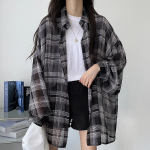 Airy Chiffon Check Balloon Shirt