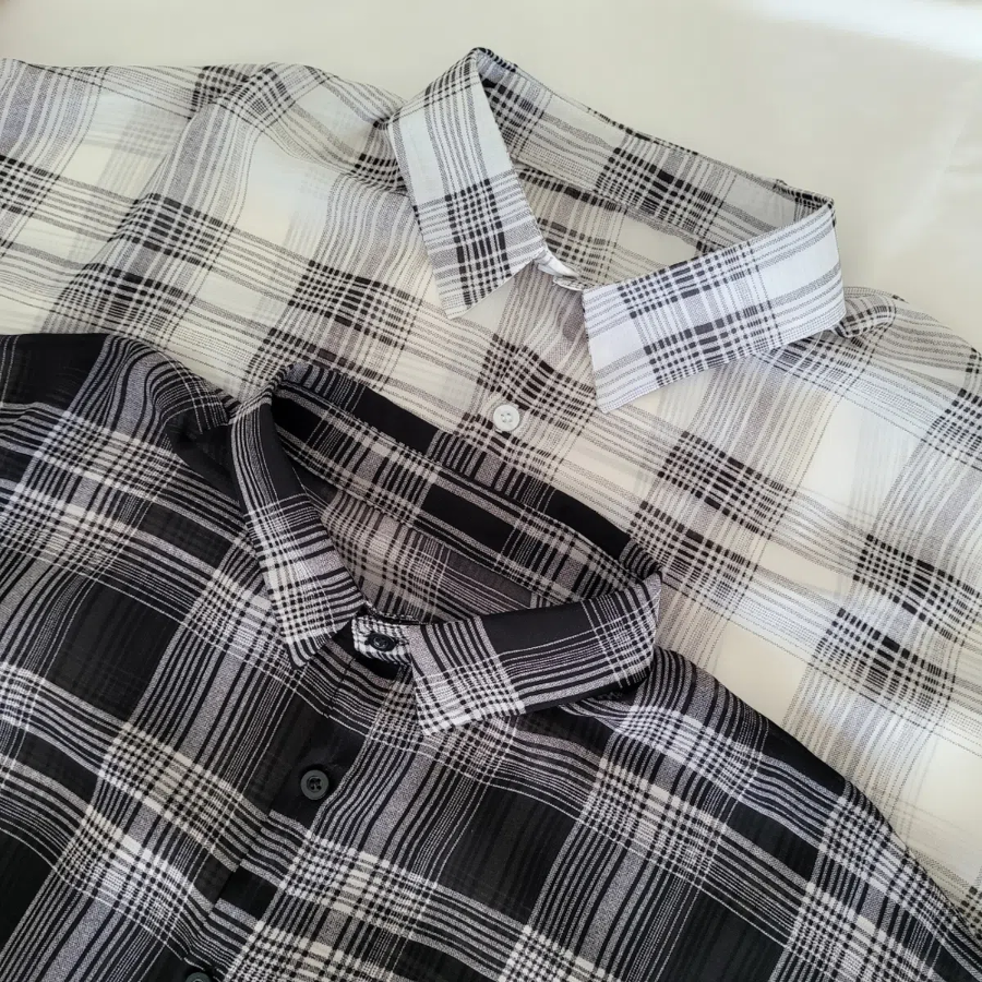 Airy Chiffon Check Balloon Shirt