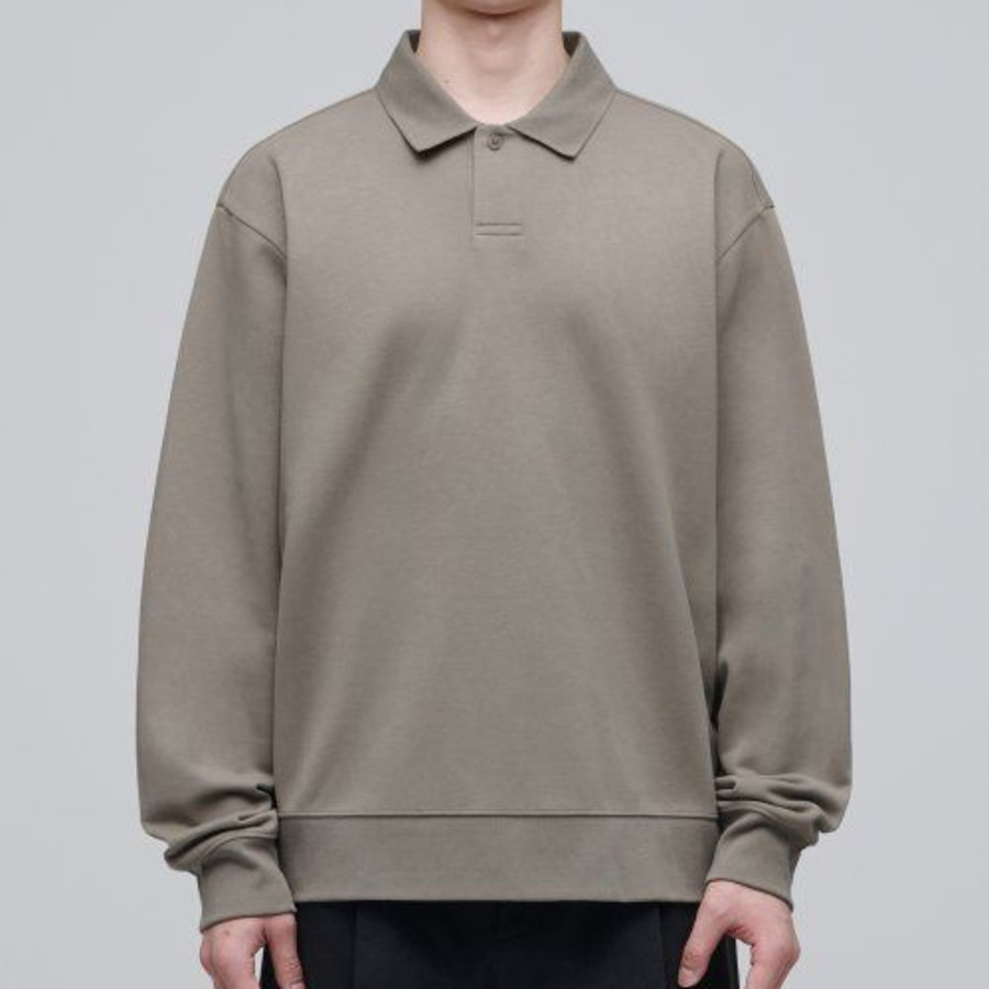 Musinsa Standard Flat Terry Relaxed Fit Collared Sweatshirt – Beige