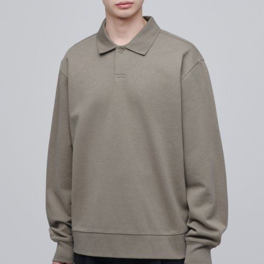 Musinsa Standard Flat Terry Relaxed Fit Collared Sweatshirt – Beige