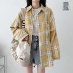 Unisex Oversized Vintage Check Balloon Long Sleeve Shirt
