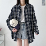 Свободный размер-Темно-синий-Рубашки