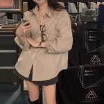 Classic Wood Pocket Stripe Loose-Fit Collar Shirt