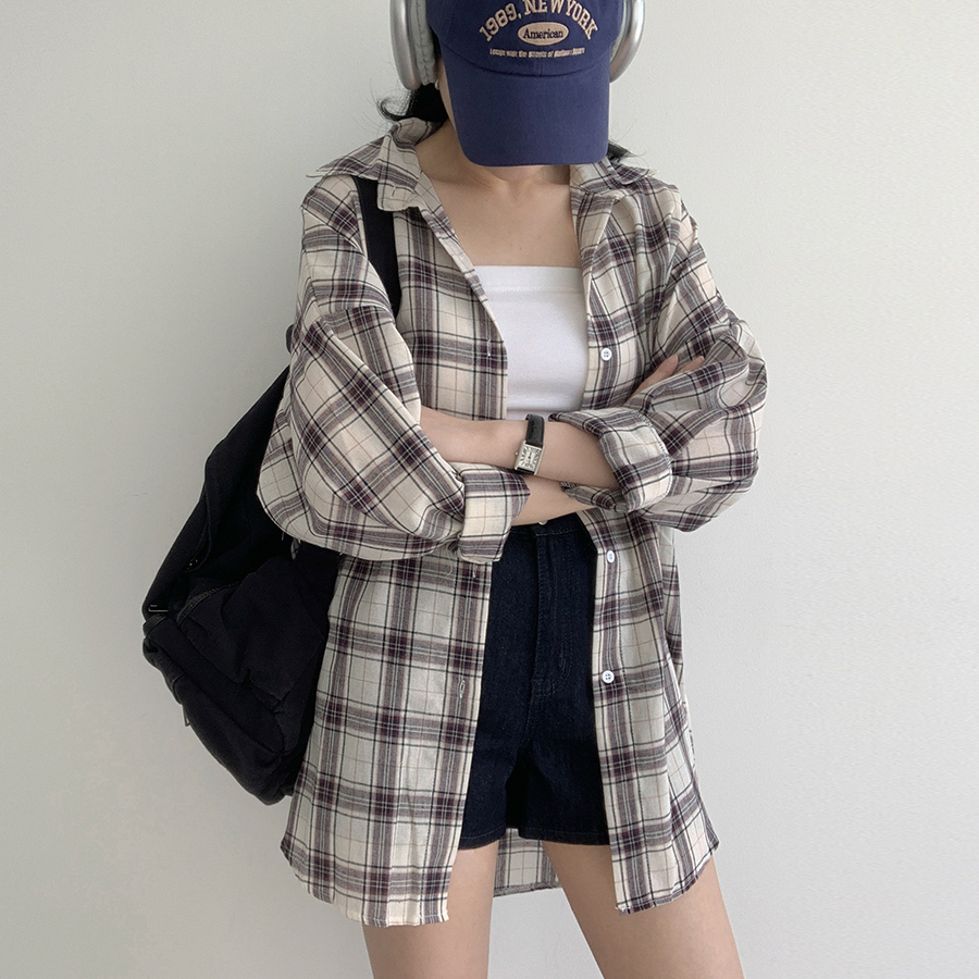 Defo Oversized Long Check Shirt