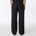 Back Satin Bellows Pocket Fatigue Pants [Black]
