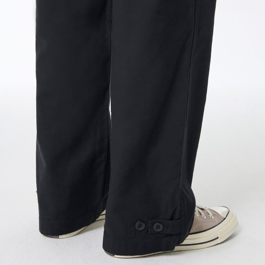 Back Satin Bellows Pocket Fatigue Pants [Black]