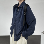 Navy Stripe Vintage Loose-Fit Shirt