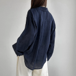 Navy Stripe Vintage Loose-Fit Shirt