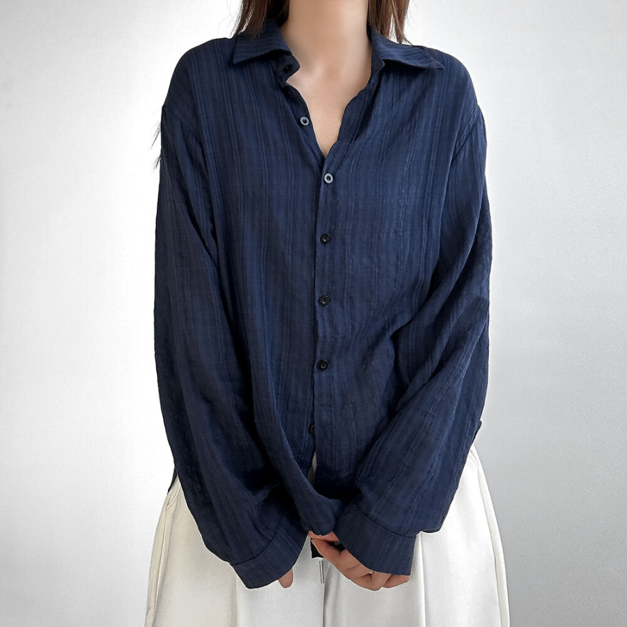 Navy Stripe Vintage Loose-Fit Shirt