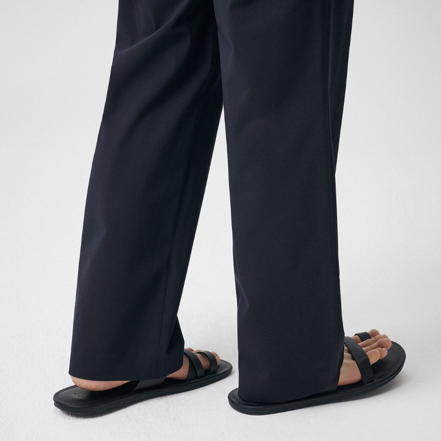 [Cooltandard] One Tuck Wide Banding Slacks [Navy]