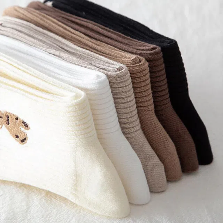 Женские носки с вышивкой "Тедди" — уют и милота в каждой паре (набор из 5)