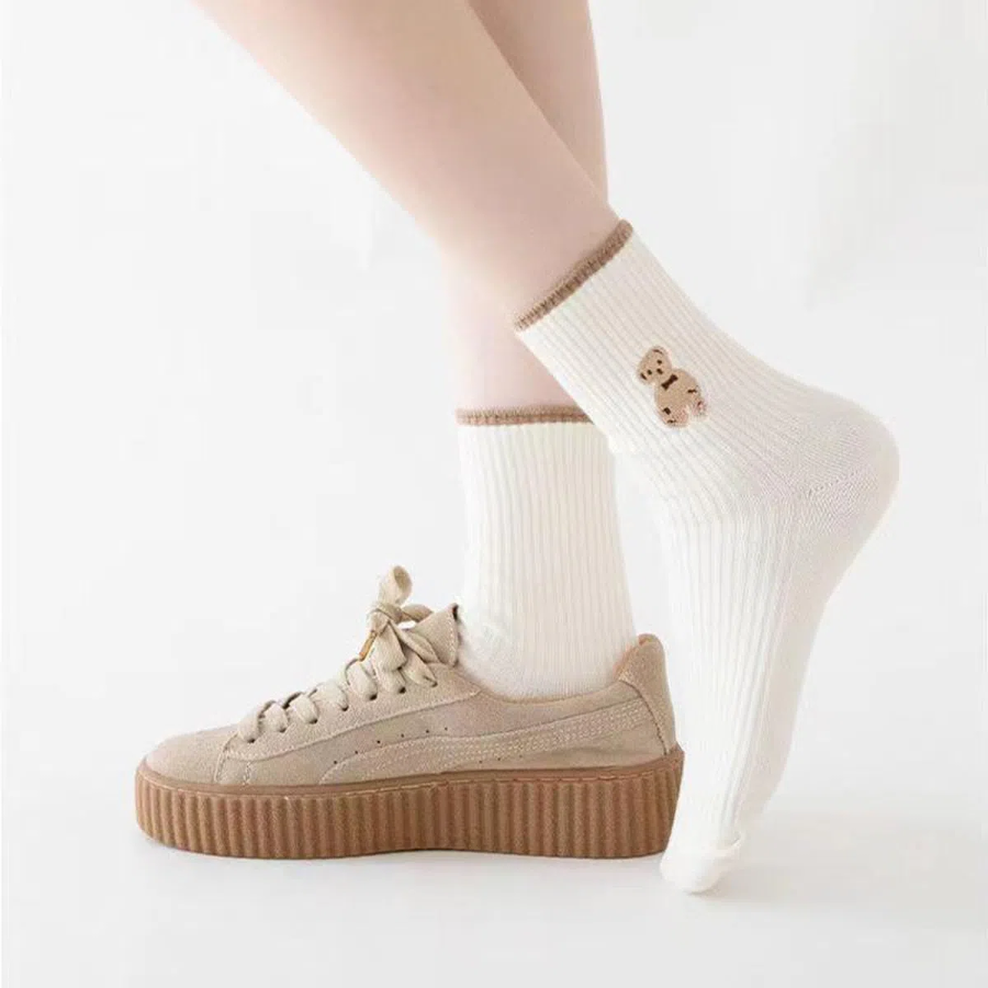 Женские носки с вышивкой "Тедди" — уют и милота в каждой паре (набор из 5)