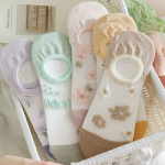 Kaios — комплект из 5 пар пастельных носков с цветочной вышивкой и силиконовой фиксацией