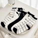 Женские чёрные носки с цветочным узором — набор из 5 пар для стильного повседневного образа