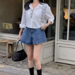 Джинсовые шорты A-силуэта с защипами "Nath Flare"