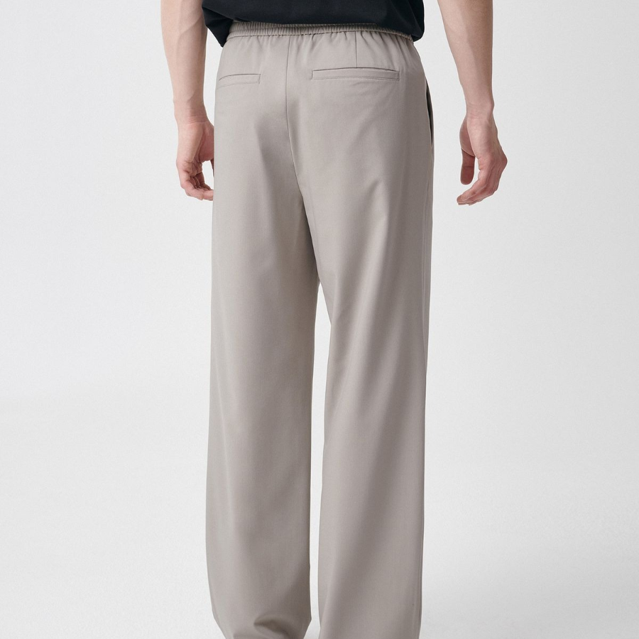 [Cooltandard] One Tuck Wide Banding Slacks [Light Beige]