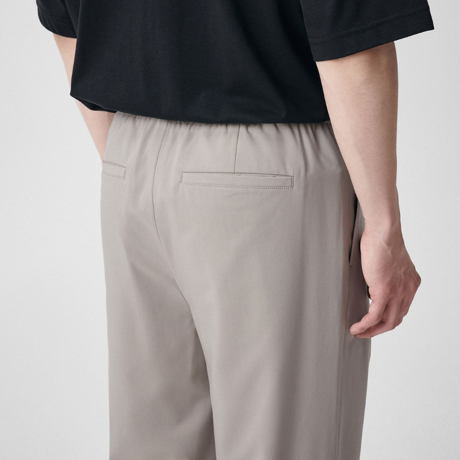 [Cooltandard] One Tuck Wide Banding Slacks [Light Beige]