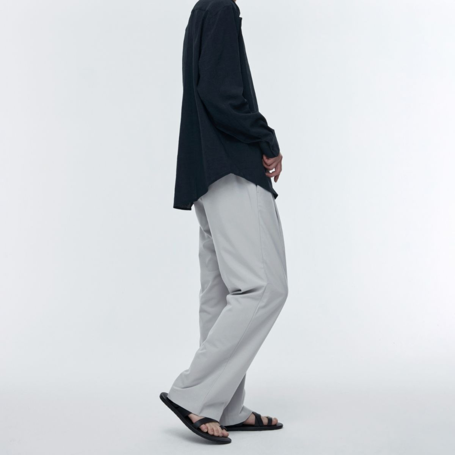 [Cooltandard] One Tuck Wide Banding Slacks [Light Gray]