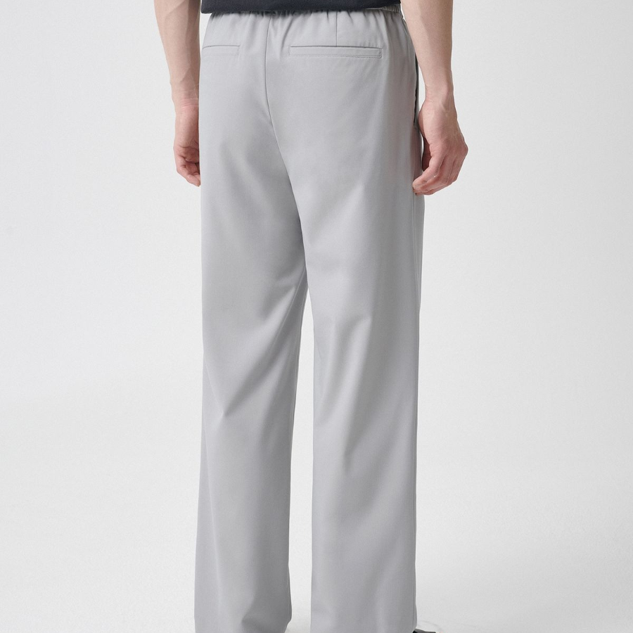 [Cooltandard] One Tuck Wide Banding Slacks [Light Gray]