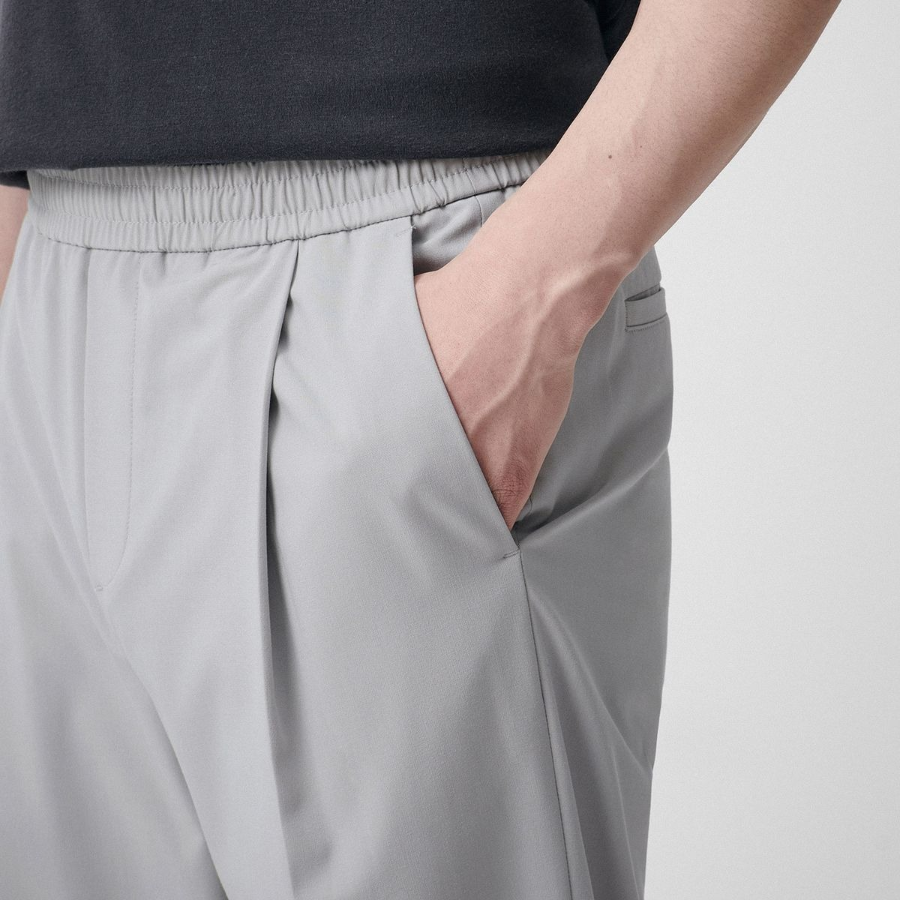 [Cooltandard] One Tuck Wide Banding Slacks [Light Gray]