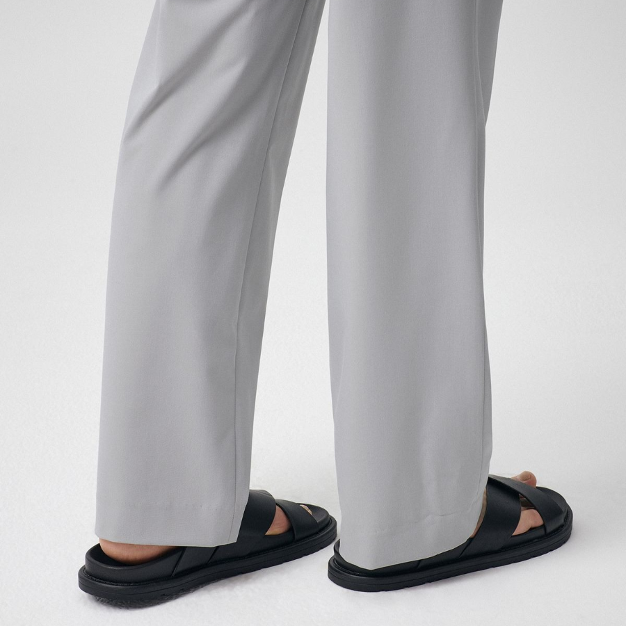 [Cooltandard] One Tuck Wide Banding Slacks [Light Gray]