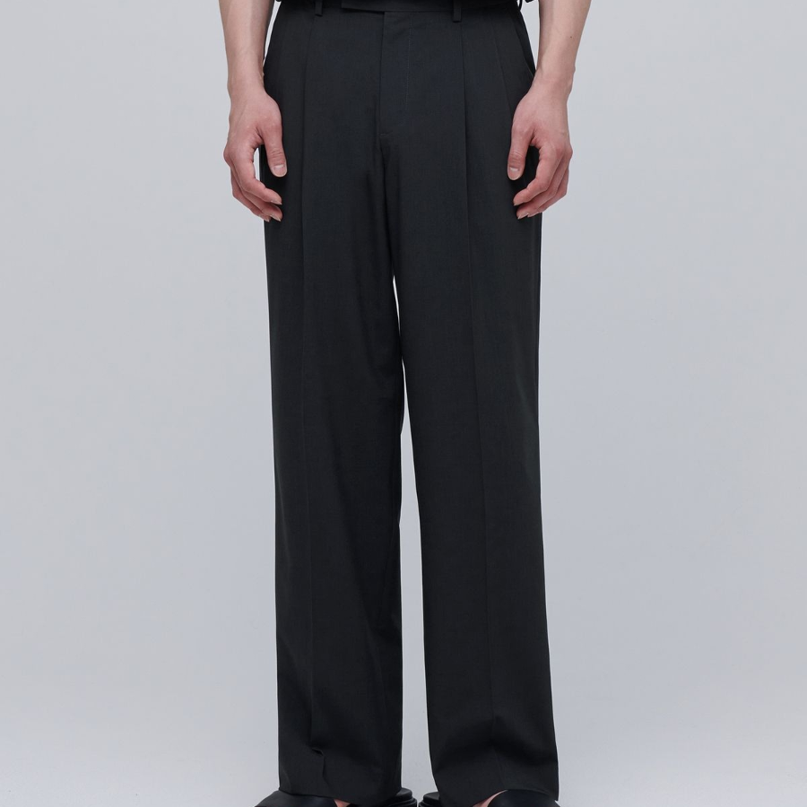 [Cooltandard] Real Wide Hidden Banding Slacks [Gray]